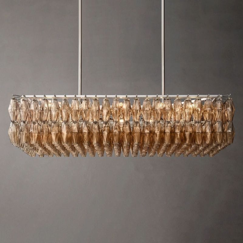 Chiara Glass Rectangular Chandelier 54" by Franing - chiaray,SHOP ALL,Chandelier,glass chandelier，Island counter/dining room