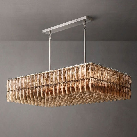 Chiara Glass Rectangular Chandelier 54" by Franing - chiaray,SHOP ALL,Chandelier,glass chandelier，Island counter/dining room