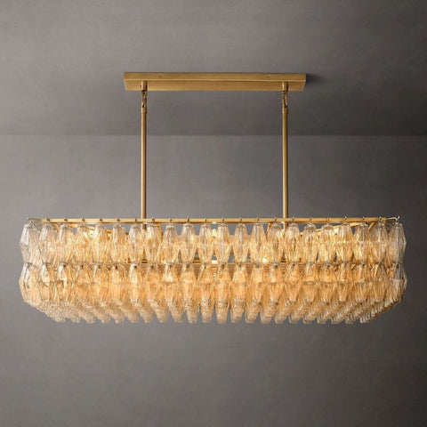 Chiara Glass Rectangular Chandelier 54" by Franing - chiaray,SHOP ALL,Chandelier,glass chandelier，Island counter/dining room
