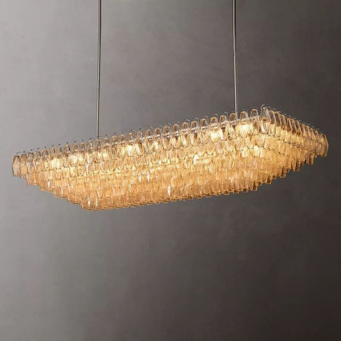 Chiara Glass Tiered Rectangular Chandelier 74" by Franing - chiaray,SHOP ALL,Chandelier,glass chandelier，Island counter/dining room