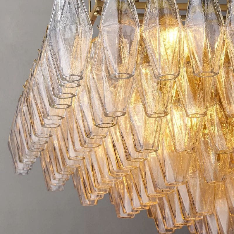 Chiara Glass Tiered Rectangular Chandelier 74" by Franing - chiaray,SHOP ALL,Chandelier,glass chandelier，Island counter/dining room
