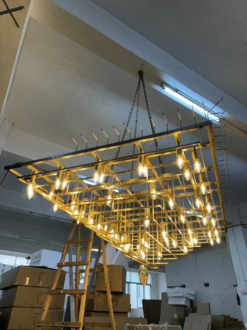 Chiara Glass Tiered Rectangular Chandelier 74" by Franing - chiaray,SHOP ALL,Chandelier,glass chandelier，Island counter/dining room