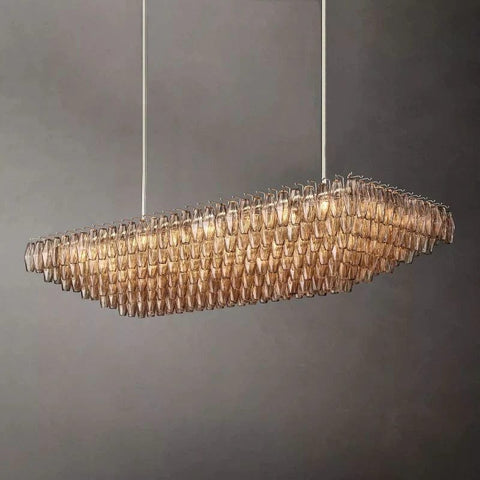 Chiara Glass Tiered Rectangular Chandelier 74" by Franing - chiaray,SHOP ALL,Chandelier,glass chandelier，Island counter/dining room
