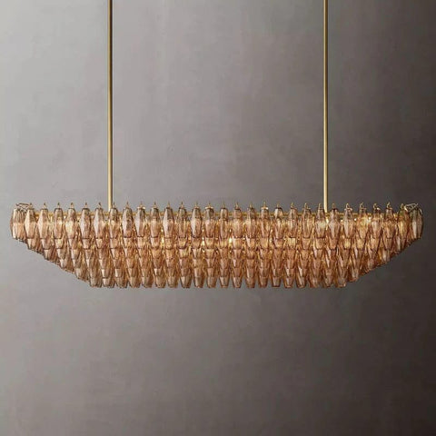 Chiara Glass Tiered Rectangular Chandelier 74" by Franing - chiaray,SHOP ALL,Chandelier,glass chandelier，Island counter/dining room