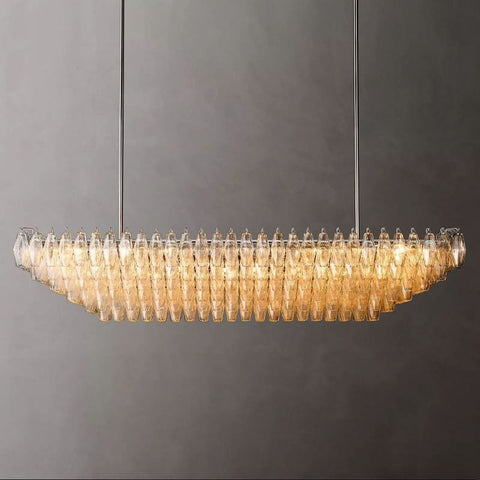 Chiara Glass Tiered Rectangular Chandelier 74" by Franing - chiaray,SHOP ALL,Chandelier,glass chandelier，Island counter/dining room