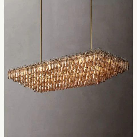 Chiara Glass Tiered Rectangular Chandelier 74" by Franing - chiaray,SHOP ALL,Chandelier,glass chandelier，Island counter/dining room