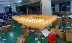 Chiara Glass Tiered Rectangular Chandelier 74" by Franing - chiaray,SHOP ALL,Chandelier,glass chandelier，Island counter/dining room