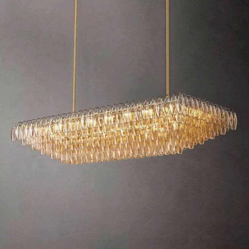 Chiara Glass Tiered Rectangular Chandelier 74" by Franing - chiaray,SHOP ALL,Chandelier,glass chandelier，Island counter/dining room