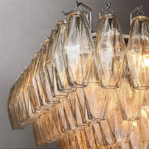 Chiara Glass Tiered Rectangular Chandelier 74" by Franing - chiaray,SHOP ALL,Chandelier,glass chandelier，Island counter/dining room