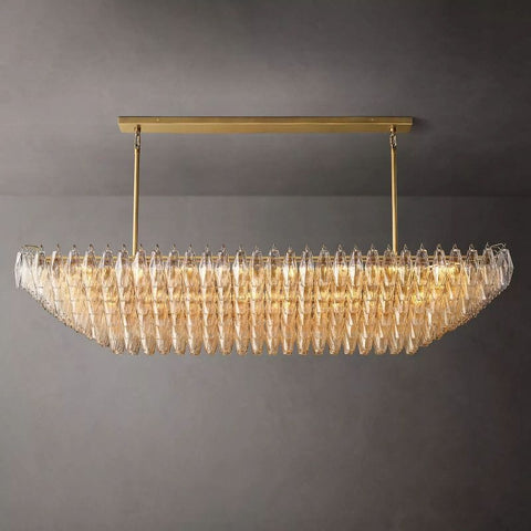 Chiara Glass Tiered Rectangular Chandelier 74" by Franing - chiaray,SHOP ALL,Chandelier,glass chandelier，Island counter/dining room