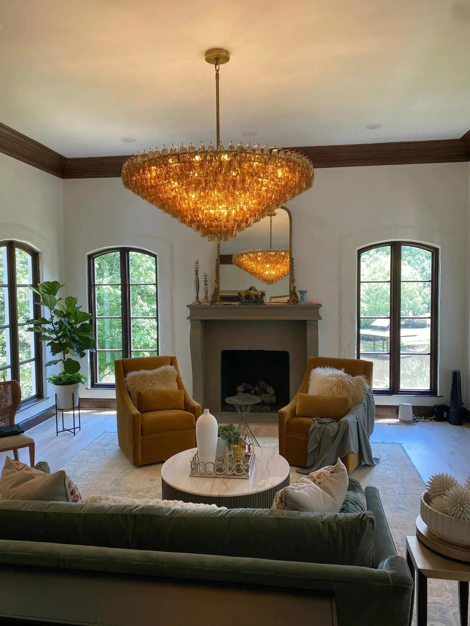 Chiara Smoke and Clear Glass Tiered Round Chandelier 37" 47" 61" by Franing - chiaray,SHOP ALL,Chandelier,glass chandelier