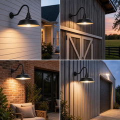 Dusk to Dawn Barn Light Large Size,Outdoor Waterproof Gooseneck Barn Light by Franing - SHOP ALL,WALL,BARN，Metal wall light