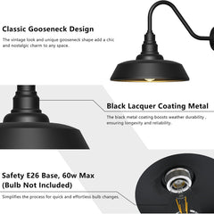 Dusk to Dawn Barn Light Large Size,Outdoor Waterproof Gooseneck Barn Light by Franing - SHOP ALL,WALL,BARN，Metal wall light