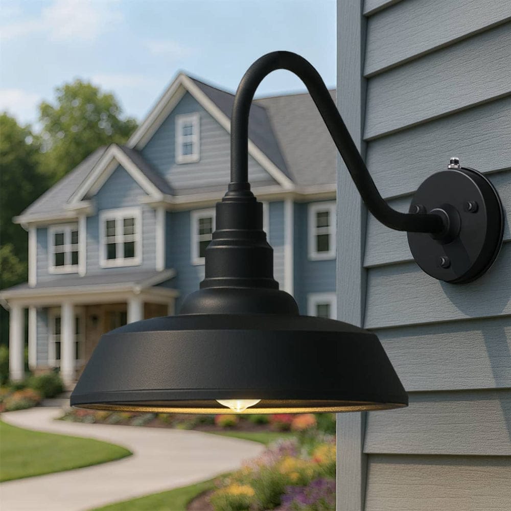 Dusk to Dawn Barn Light Large Size,Outdoor Waterproof Gooseneck Barn Light by Franing - SHOP ALL,WALL,BARN，Metal wall light