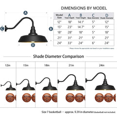 Dusk to Dawn Barn Light Large Size,Outdoor Waterproof Gooseneck Barn Light by Franing - SHOP ALL,WALL,BARN，Metal wall light