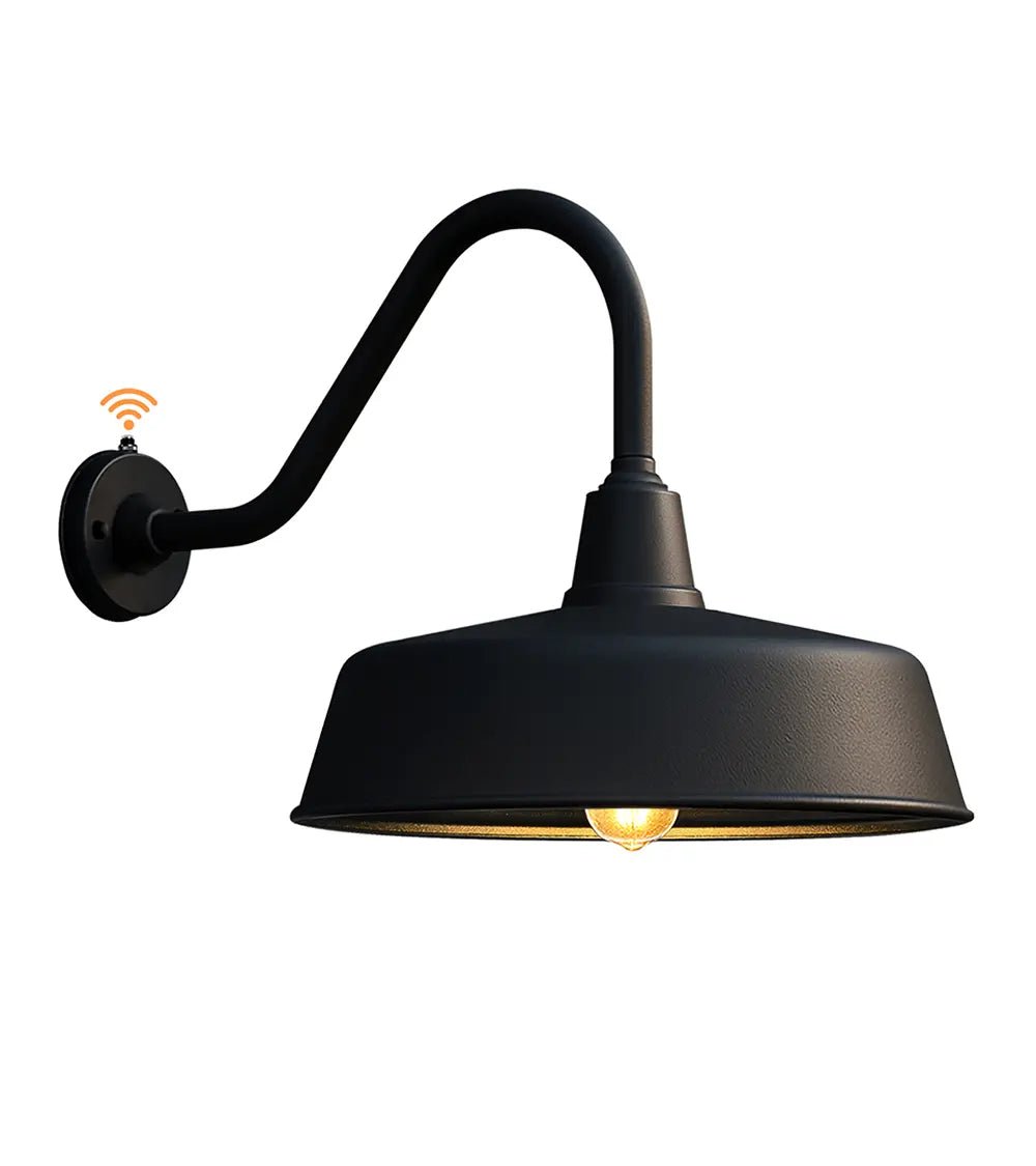 Dusk to Dawn Gooseneck Barn Light – Matte Black Outdoor Wall Fixture by Franing - SHOP ALL,WALL,BARN，Metal wall light