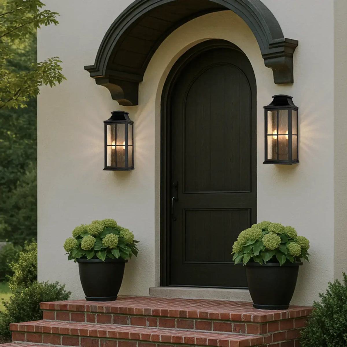 Elegant Black Outdoor Wall Lantern Sconce with Clear Textured Glass by Franing - Wall,Metal wall light,SHOP ALL