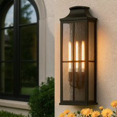 Elegant Black Outdoor Wall Lantern Sconce with Clear Textured Glass by Franing - Wall,Metal wall light,SHOP ALL