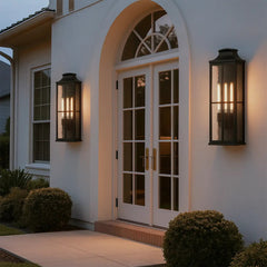 Elegant Black Outdoor Wall Lantern Sconce with Clear Textured Glass by Franing - Wall,Metal wall light,SHOP ALL