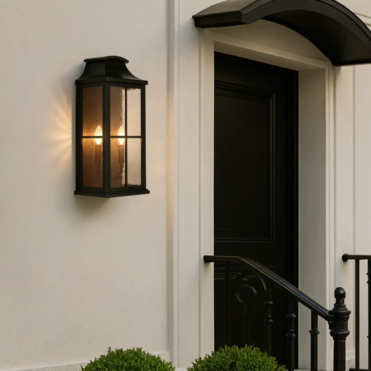 Elegant Black Outdoor Wall Lantern Sconce with Clear Textured Glass by Franing - Wall,Metal wall light,SHOP ALL