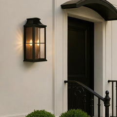 Elegant Black Outdoor Wall Lantern Sconce with Clear Textured Glass by Franing - Wall,Metal wall light,SHOP ALL