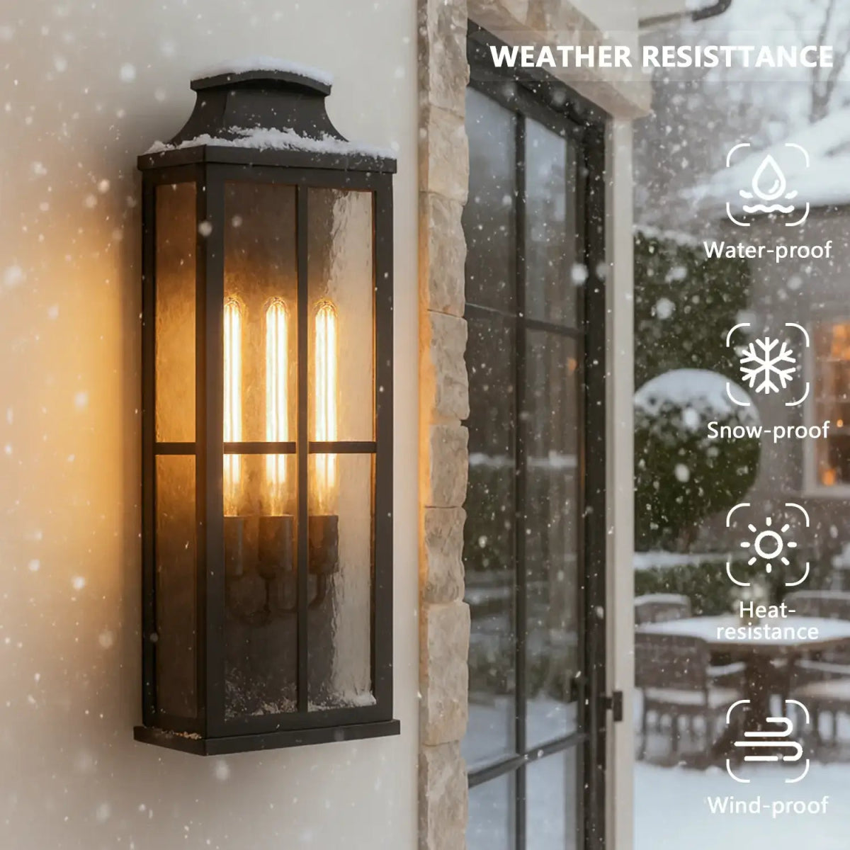 Elegant Black Outdoor Wall Lantern Sconce with Clear Textured Glass by Franing - Wall,Metal wall light,SHOP ALL