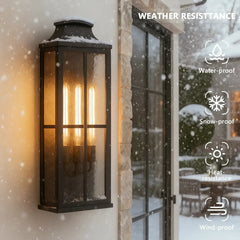 Elegant Black Outdoor Wall Lantern Sconce with Clear Textured Glass by Franing - Wall,Metal wall light,SHOP ALL