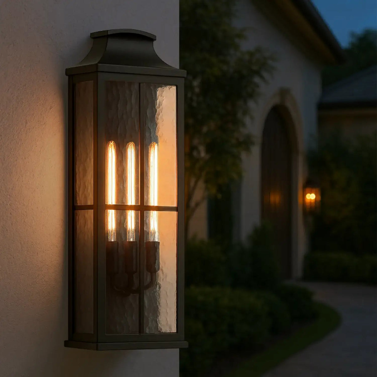 Elegant Black Outdoor Wall Lantern Sconce with Clear Textured Glass by Franing - Wall,Metal wall light,SHOP ALL