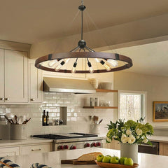 Farmhouse wheel chandelier 8 light metal sputnik pendant light fixture by Franing - SHOP ALL，Farmhouse，Chandelier，metal chandelier