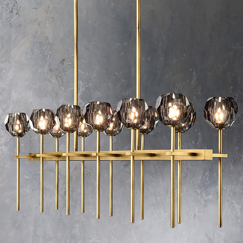 Boule Cristal Double Linear Chandelier 60" - Franing