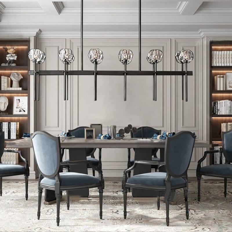 Boule Cristal Double Linear Chandelier 60" - Franing