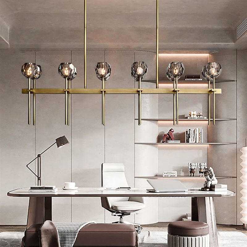 Boule Cristal Double Linear Chandelier 60" - Franing