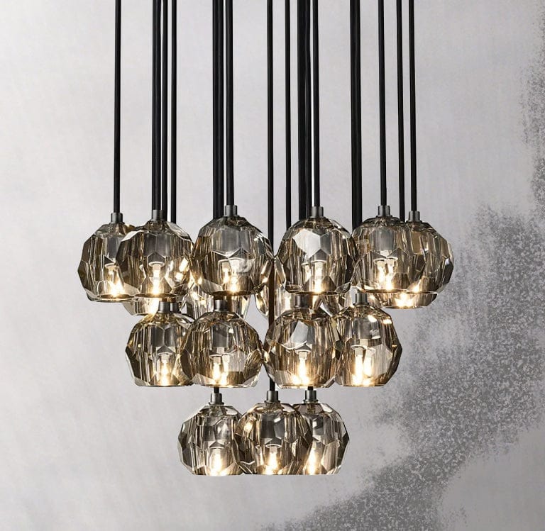 Franing Chandelier,SHOP ALL,crystal chandelier,Ceiling Boule Crystal Round Cluster Chandelier 19"