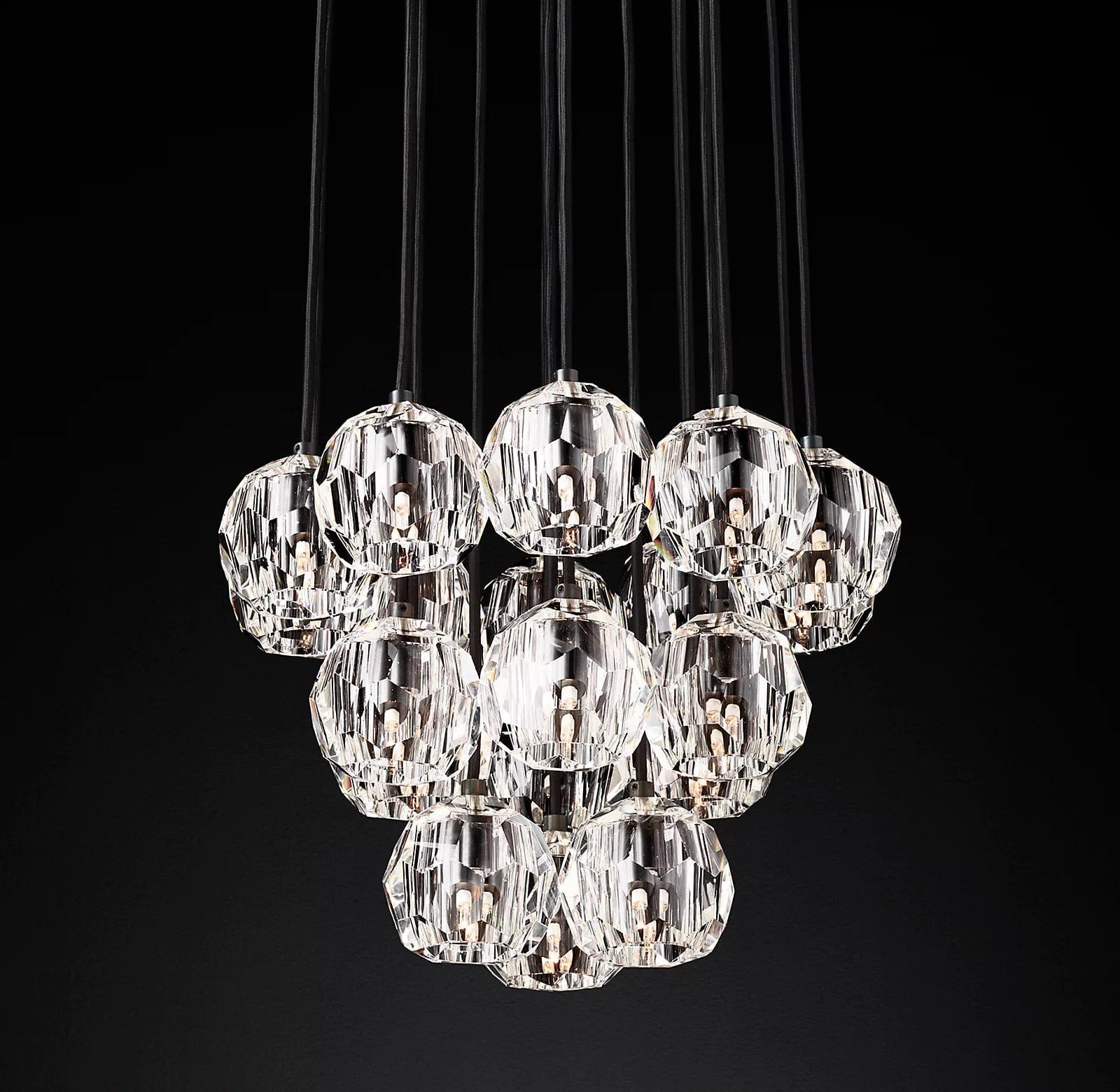 Franing Chandelier,SHOP ALL,crystal chandelier,Ceiling Bronze / Clear Boule Crystal Round Cluster Chandelier 19"