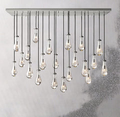 Franing Chandelier,SHOP ALL,crystal chandelier,Ceiling Satin Nickel Raindrop Linear Chandelier 72", Rain Chandelier