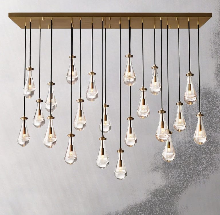 Franing Chandelier,SHOP ALL,crystal chandelier,Ceiling Vintage Brass Raindrop Linear Chandelier 72", Rain Chandelier