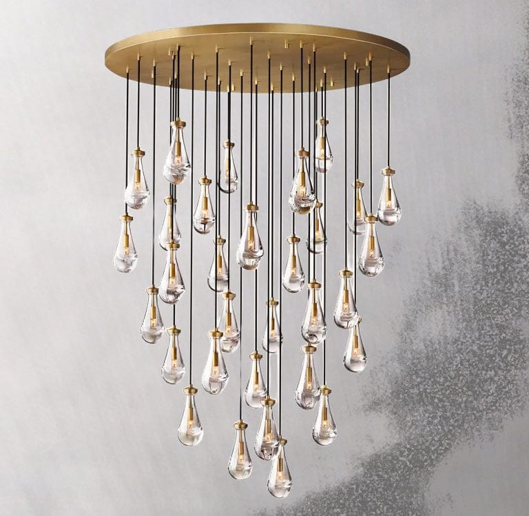 Franing Chandelier,SHOP ALL,crystal chandelier,Ceiling Vintage Brass Raindrop Round Chandelier 60", Rain Chandelier