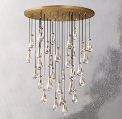 Franing Chandelier,SHOP ALL,crystal chandelier,Ceiling Vintage Brass Raindrop Round Chandelier 60", Rain Chandelier