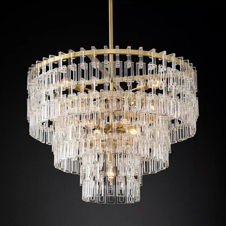 Franing Chandelier,SHOP ALL,glass chandelier 3-Tier 36" / Lacquered Burnished Brass Mariogold Multi-Tier Crystal Chain Round Chandelier 36" 48" 60"