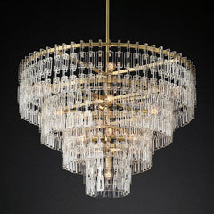 Franing Chandelier,SHOP ALL,glass chandelier 4-Tier 48" / Lacquered Burnished Brass Mariogold Multi-Tier Crystal Chain Round Chandelier 36" 48" 60"
