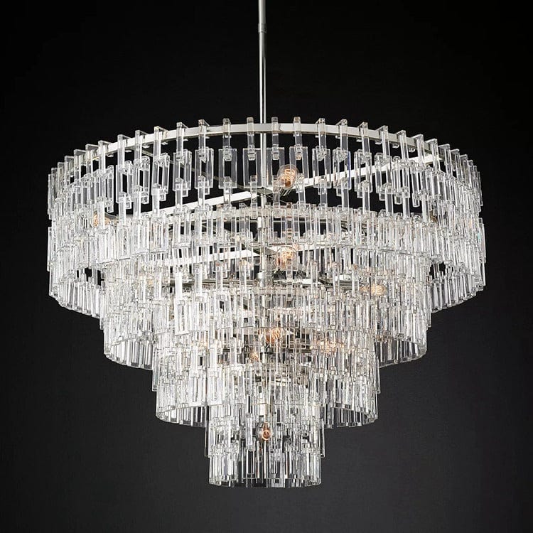 Franing Chandelier,SHOP ALL,glass chandelier 4-Tier 48" / Polished Nickel Mariogold Multi-Tier Crystal Chain Round Chandelier 36" 48" 60"