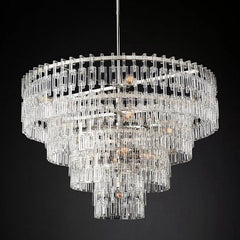 Franing Chandelier,SHOP ALL,glass chandelier 4-Tier 48" / Polished Nickel Mariogold Multi-Tier Crystal Chain Round Chandelier 36" 48" 60"