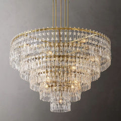 Franing Chandelier,SHOP ALL,glass chandelier 5-Tier 60" / Lacquered Burnished Brass Mariogold Multi-Tier Crystal Chain Round Chandelier 36" 48" 60"