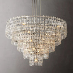Franing Chandelier,SHOP ALL,glass chandelier 5-Tier 60" / Polished Nickel Mariogold Multi-Tier Crystal Chain Round Chandelier 36" 48" 60"