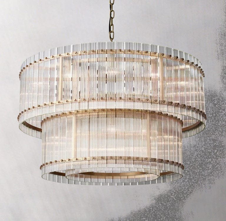 Franing Chandelier,SHOP ALL,glass chandelier Antiqued Brass San Marcon 2-Tier Round Chandelier 48"