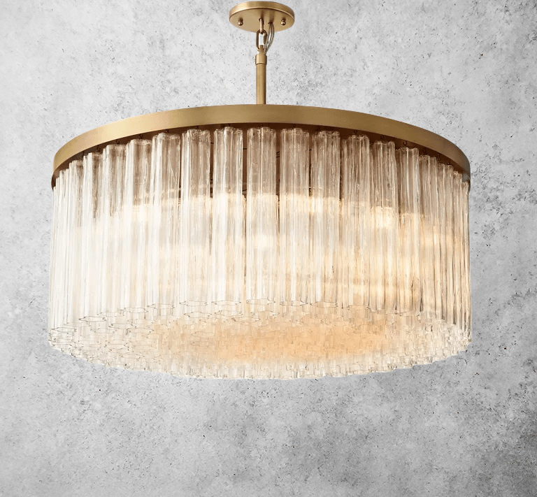 Franing Chandelier,SHOP ALL,glass chandelier Lacquered Brass Cielitoe Round Chandelier 48''