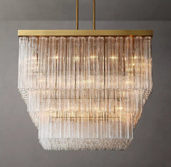 Franing Chandelier,SHOP ALL,glass chandelier Lacquered Burnished Brass / 45'' Cielitoe Square Chandelier 45″ 25-Lights / 60'' （Customized）