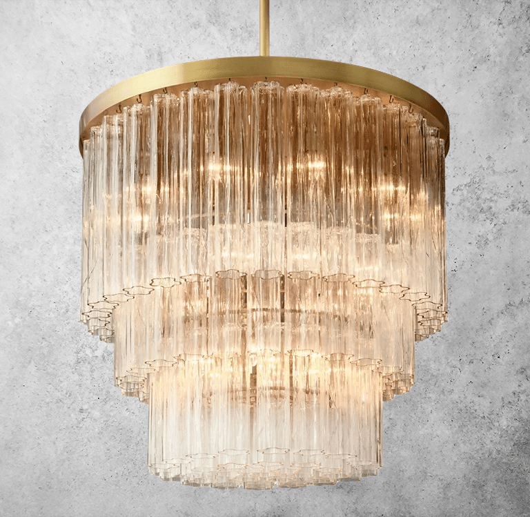 Franing Chandelier,SHOP ALL,glass chandelier Lacquered Burnished Brass Cielitoe 3-Tier Round Chandelier 36″ 20- Lights