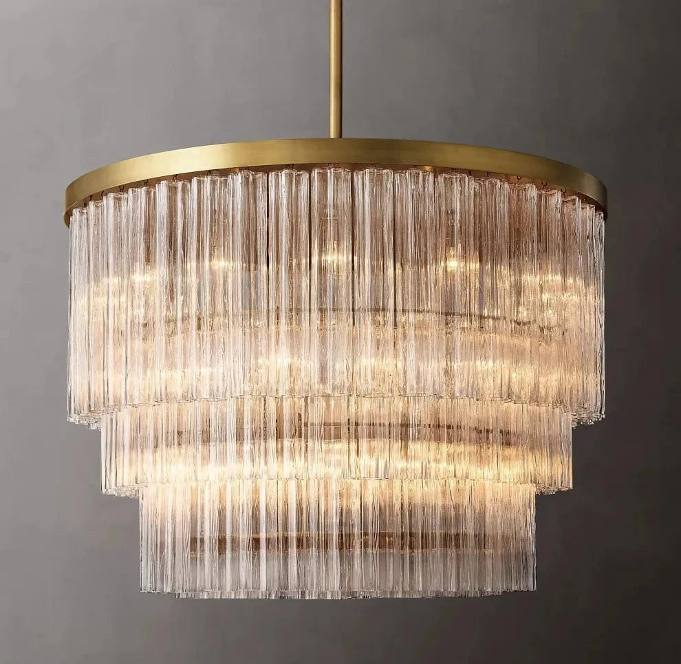 Franing Chandelier,SHOP ALL,glass chandelier Lacquered Burnished Brass Cielitoe 3-Tier Round Chandelier 48″ 21-Lights