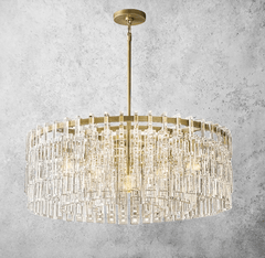 Franing Chandelier,SHOP ALL,glass chandelier Lacquered Burnished Brass Mariogold Multi-Tier Crystal Chain Round Chandelier 36"